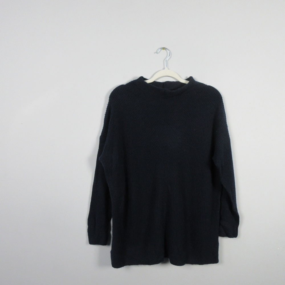 Pure Collection Womens Navy Blue Mock Neck 100% Cashmere Sweater Size US 12 L
